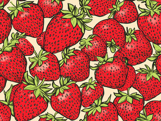 Strawberry illustration seamless pattern