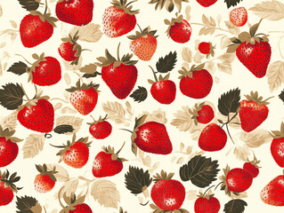 Strawberry illustration seamless pattern