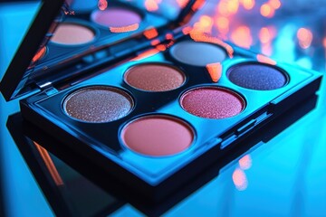 Stylish eyeshadow palette with glowing edges