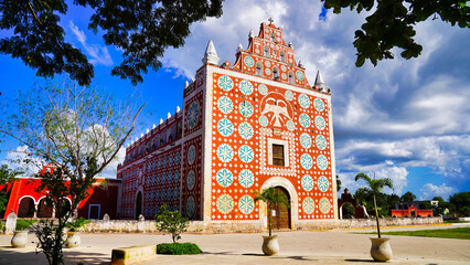 Church of Santo Domingo de Guzman at Uayma-View of the unique and picturesque façade of the...