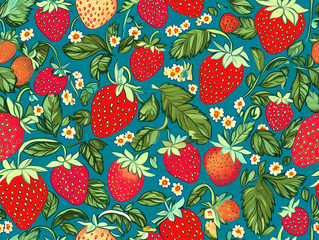 Strawberry illustration seamless pattern