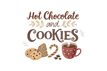 T-shirt design hot-chocolate-and-cookies-typography