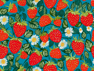 Strawberry illustration seamless pattern