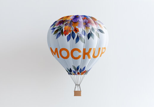 Hot Air Balloon Mockup &ndash; Realistic Floating Balloon for Travel, Advertising, or Branding Presentations