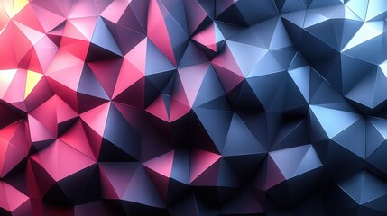 Abstract low-poly background, red blue geometric shapes, website banner