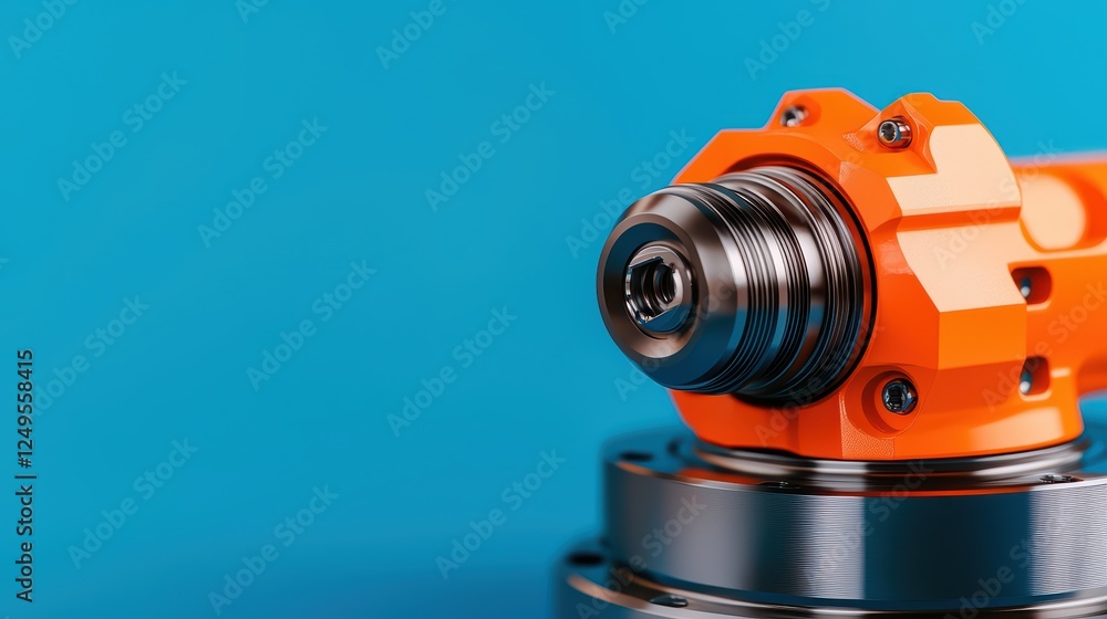 Poster close-up view of industrial robot arm component with vibrant color