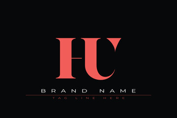 Abstract letter HU minimal logo design template. This minimal logo design is the process of creating a visual symbol that represents a brand, company, or individual.