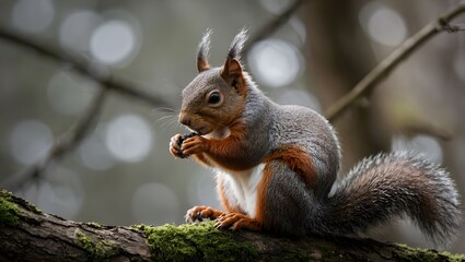 A view of a squirrel sitting on a tree
