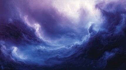 Fototapeta premium Purple and blue swirling cloudscape, ethereal background, fantasy art, ideal for fantasy or sci-fi