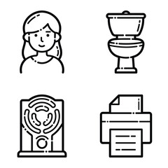 Essential Flat Icon Set Isolated On White Background