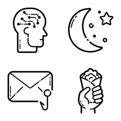 Essential Flat Icon Set Isolated On White Background