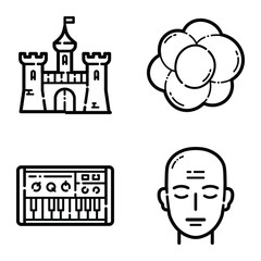 Essential Flat Icon Set Isolated On White Background