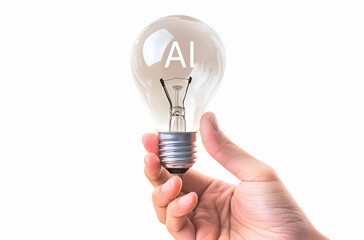 Żarówka z napisem AI jako symbol sztucznej inteligencji i innowacji.