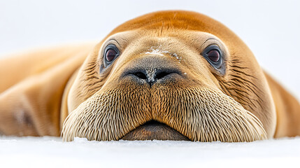 Big Walrus isolated on pure white background