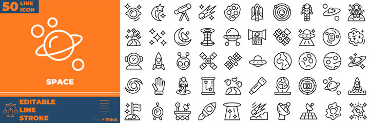 Space Line Line Editable Icons set © Madani Pro
