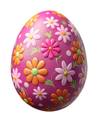 Pink Easter Egg with Floral Pattern isolated on white background