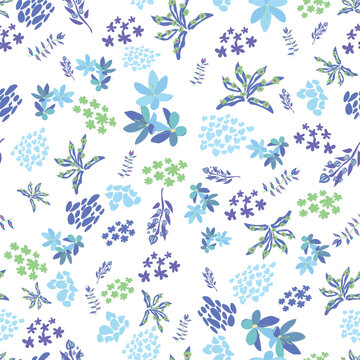 Vector Blue botanical Surface Pattern Seamless pattern