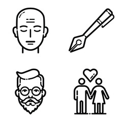 Essential Flat Icon Set Isolated On White Background