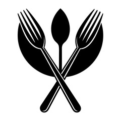 Fork and Spoon Icon Silhouette Vector Art Illustration Design