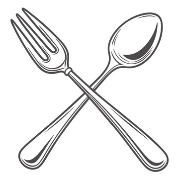 Fork and Spoon Icon Silhouette Vector Art Illustration Design