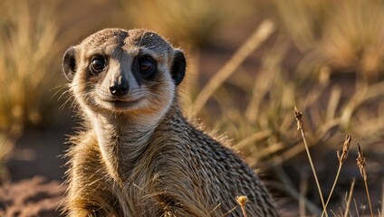 Fototapeta premium View of meerkats in the African savannah