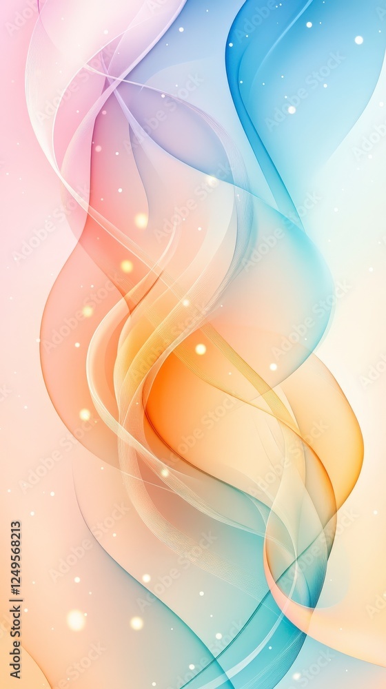 Aufkleber abstract waves in soft pastel colors blend seamlessly, creating a dreamy and calming visual effect, 