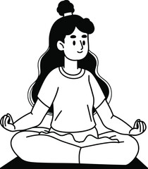 A cute meditating girl vector design white background