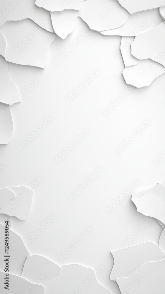 Poster a clean, white background framed by torn paper edges, ideal for showcasing text or images in a minim