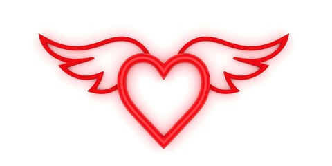 Winged heart symbol in bright red color