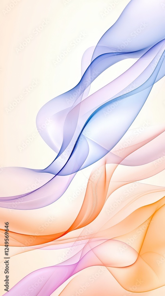 Poster abstract flowing waves in soft pastel colors create a soothing and elegant background for various de