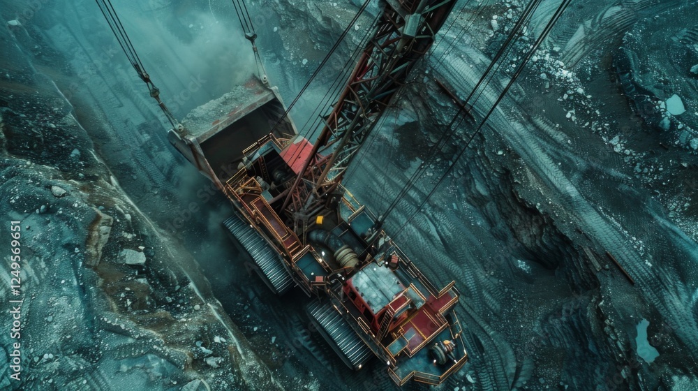 Leinwandbilder a large excavator works tirelessly in an open pit mining area, efficiently removing earth and rock w
