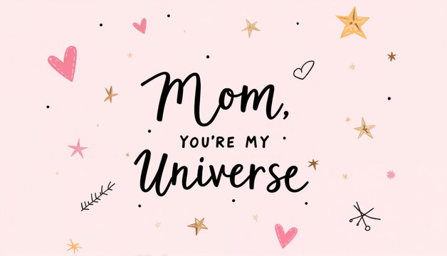 Mom, you're my universe design on pastel background