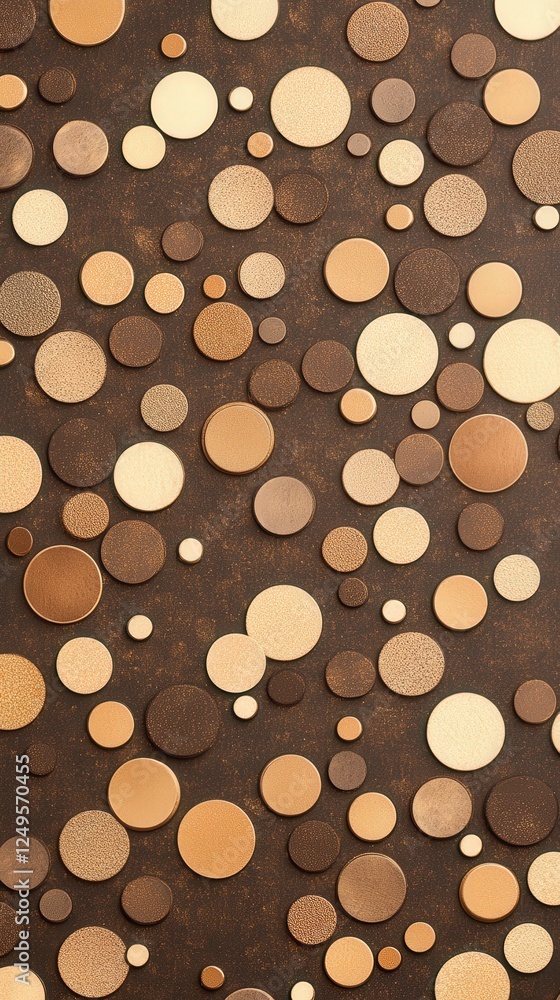 Poster textured background featuring an array of circular shapes in earthy tones against a dark surface.