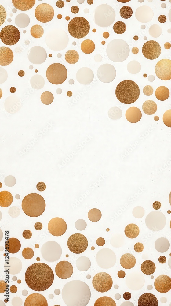 Aufkleber abstract design featuring assorted golden and beige circles on a light background, creating a stylis