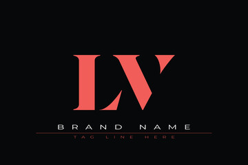 Fototapeta premium Abstract letter LV minimal logo design template. This minimal logo design is the process of creating a visual symbol that represents a brand, company, or individual.