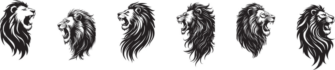 Lion head silhouette vector art illustration