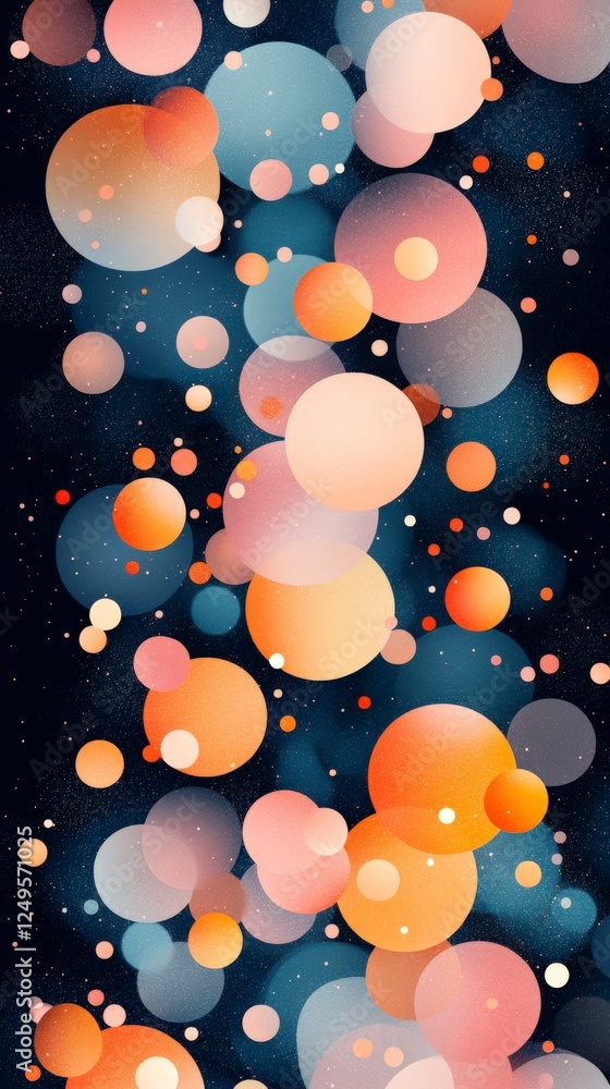 Aufkleber abstract background featuring colorful orbs against a dark backdrop, creating a dreamy and playful a