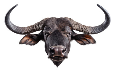 Naklejka premium Buffalo head with horns on clear BG