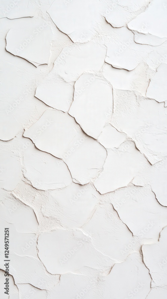 Poster textured white wall with peeling paint, showcasing abstract patterns and a subtle play of light and 