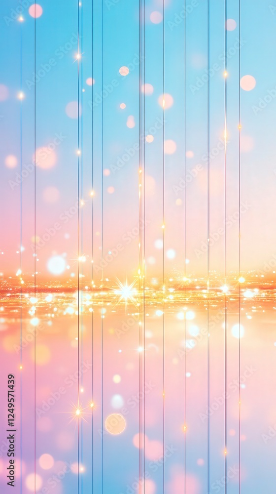 Poster a vibrant gradient background with soft bokeh lights, transitioning from blue to pink, creating a dr