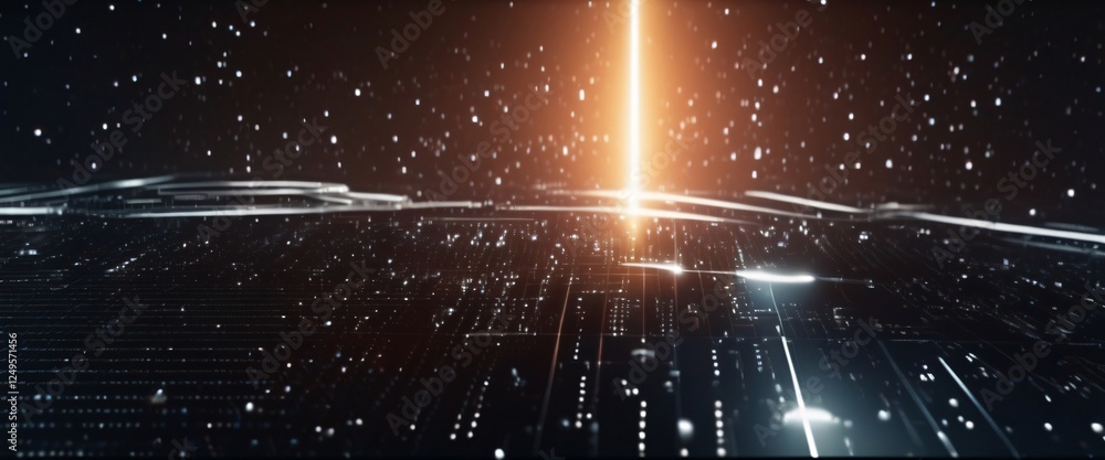 Poster digital horizon: a mesmerizing abstract backdrop featuring an ethereal glow emanating from a central