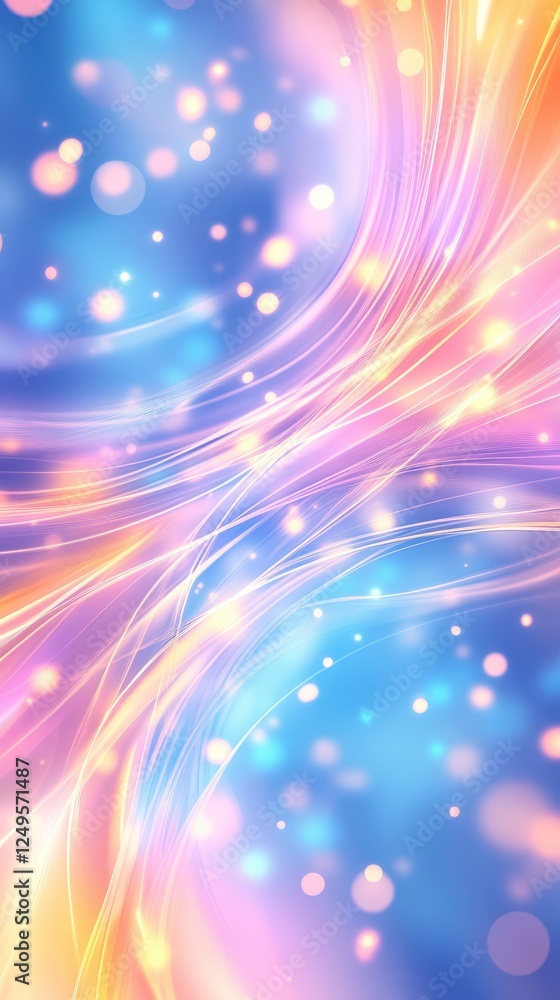 Poster vibrant flowing colors with soft bokeh effects create an abstract, dreamy background.