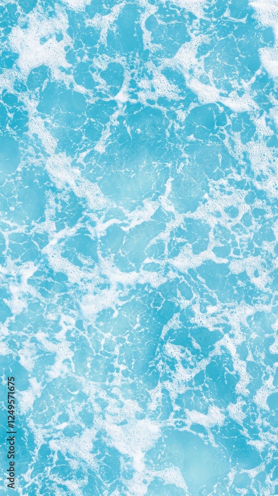 Poster bright blue water with frothy white waves, creating a vibrant and refreshing oceanic texture that ev
