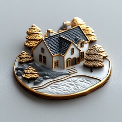 Sophisticated minimalist house logo modern artwork design