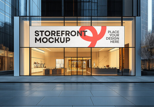 Modern Storefront Banner & Billboard Mockup &ndash; High-Quality Outdoor Template for Branding & Advertising