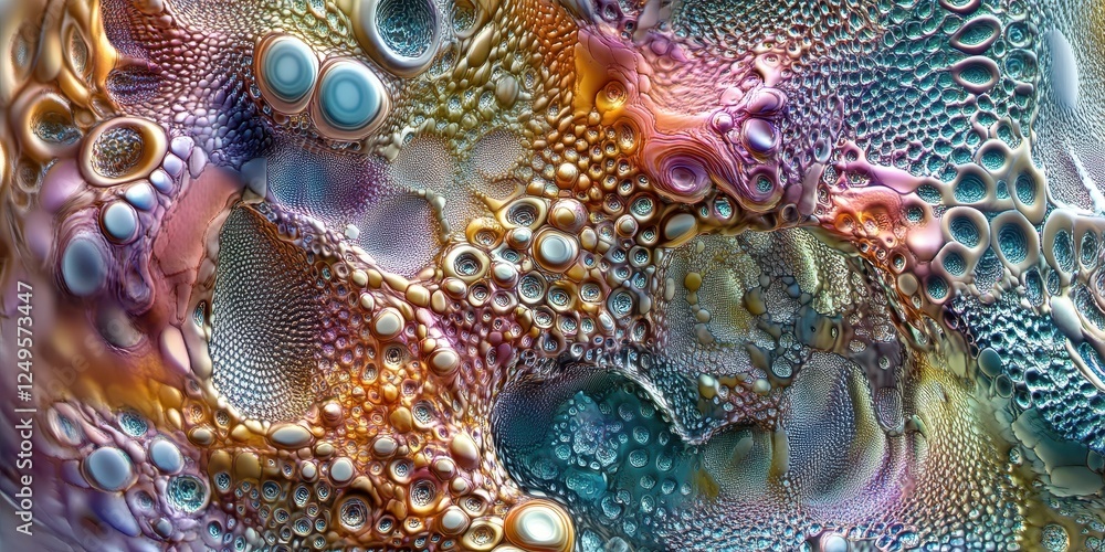 Poster Organic abstract structures form a complex colorful interconnected design