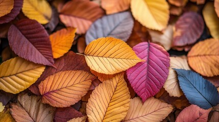 Fototapeta premium Autumn leaves ground cover, fall foliage, park background, nature texture