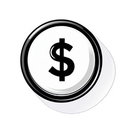 Obraz premium An icon of a coin with a financial symbol, minimalist design, white background, sleek and modern look, perfect for finance-related themes.