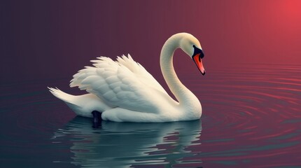 Fototapeta premium Graceful Swan on Water