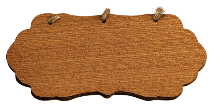 Wooden sign template on clear background